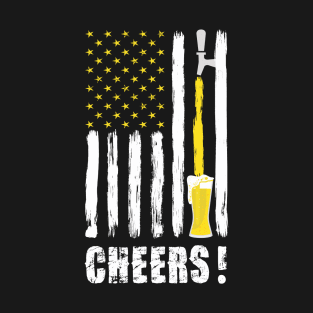 Craft Beer American Flag USA T-Shirt, 4th July CHEERS T-Shirt T-Shirt