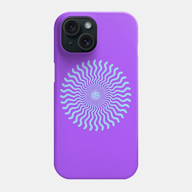 Sun ray with a smile, in blue.  Phone Case by Smallpine