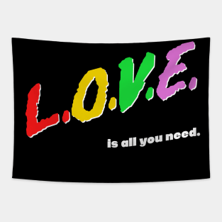 Love Is All You Need / Rainbow Retro Typography Design Tapestry