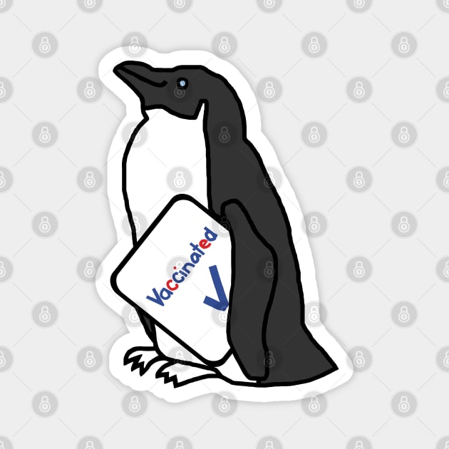 Cute Penguin with Vaccinated Sign Magnet by ellenhenryart