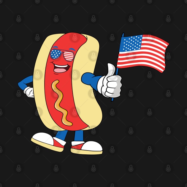 Patriotic Hot dog American Flag USA Funny 4th Of July Fourth by StarMa