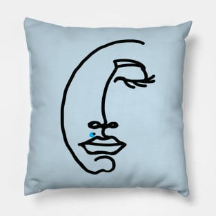 Line drawing sleeping face - a moment of peace Pillow