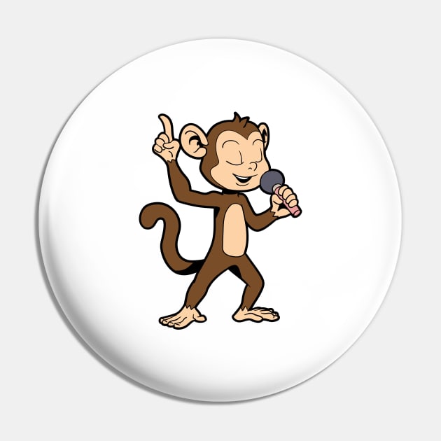 Singing ape with microphone - monkey Pin by Modern Medieval Design