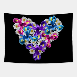 Daisy Iris Heart Flower Floral Pattern Daisies Tapestry