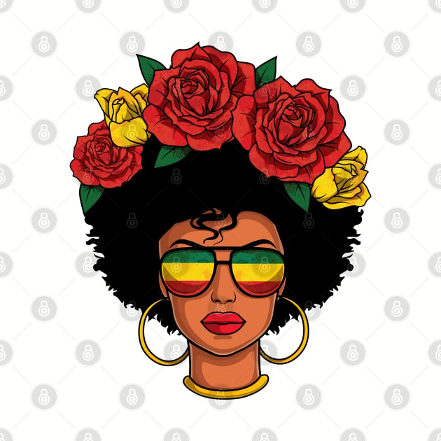 Afro Natural Black Hair Flower Melanin Queen by HCMGift