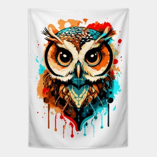 Owl Colorful - Owl Head - Cute Owl Tapestry