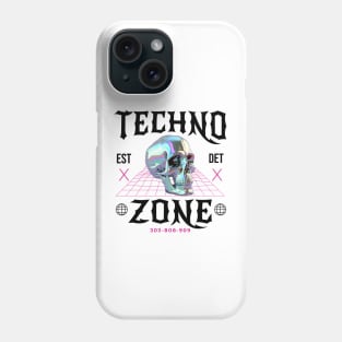 TECHNO - Techno Zone Skull (Black/pink) Phone Case