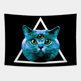 45 Magical Red Cat Triangle 3 three Eyes Tapestry