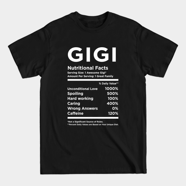 Disover Gigi Nutritional facts - Gigi - T-Shirt