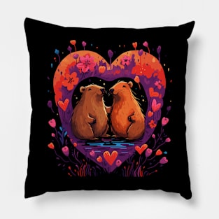 Capybara Couple Valentine Pillow