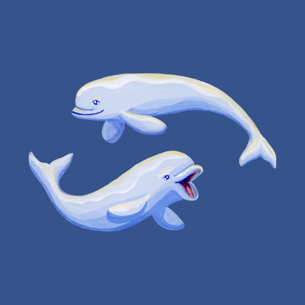 Gouache Beluga Whales by paintedpansy
