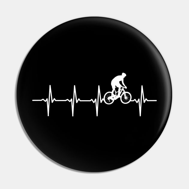 MTB Mountain Biking Heartbeat Gift For Mountain Bikers Pin by OceanRadar