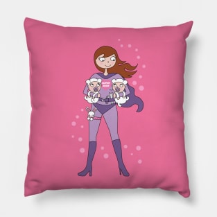 Supermom twins - brown hair Pillow