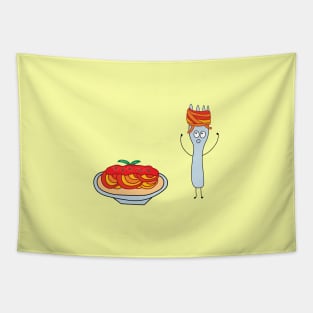 funny spaghetti with fork Tapestry