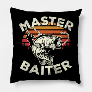 Retro Master Baiter Fisherman Silhouette Funny Fishing Gift Pillow