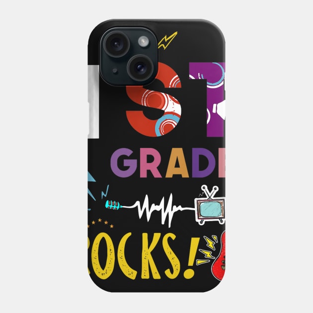 Kids Ready To Rock 1st Grade T-Shirt First Teacher Kids Back Phone Case by Fowlerbg