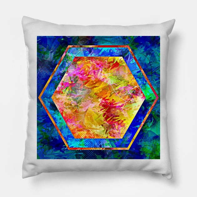 Hexagon in Complementary Colors Pillow by DANAROPER