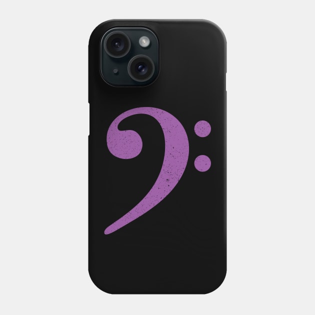 Bass Player Gift - Distressed Purple Bass Clef Phone Case by Elsie Bee Designs
