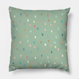 Cute Multicolor Dotty Pattern On Sage Green Pillow