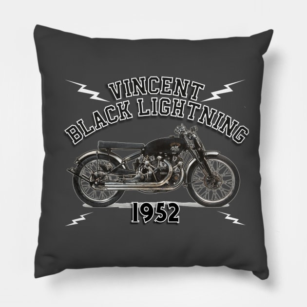 VINCENT BLACK LIGHTNING 1952 Pillow by Armadillo Hat