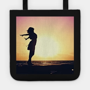 Freedom Silhouette Ocean Sunrise Tote