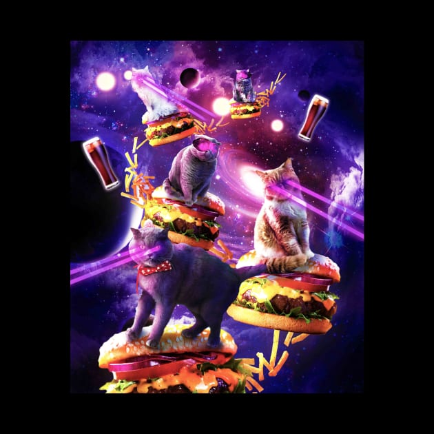 Galaxy Laser Cat On Burger - Space Cheeseburger Cats by Random Galaxy