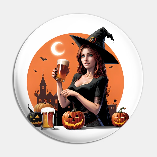 Halloween beer witch girl Pin by byfab