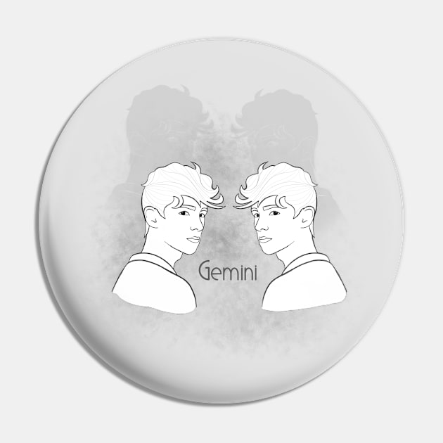 Zodiac sign Gemini - Black and white lineart Pin by Red Fody