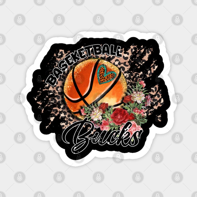 Aesthetic Pattern Bucks Basketball Gifts Vintage Styles Magnet by Irwin Bradtke