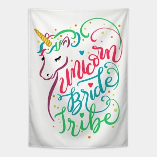 Unicorn Bride Tribe Bachelorette Party Wedding Party Tapestry