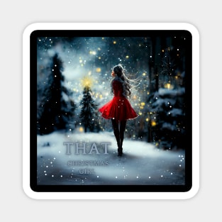 Christmas girl in a red dress - xmas art Magnet