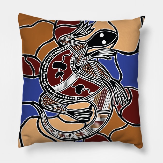 Aboriginal Art - Goanna (Lizard) Dream Pillow by hogartharts