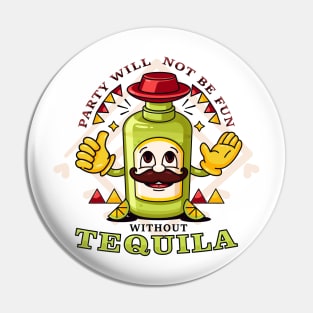 Tequila, the cartoon mascot of tequila bottles at parties Pin