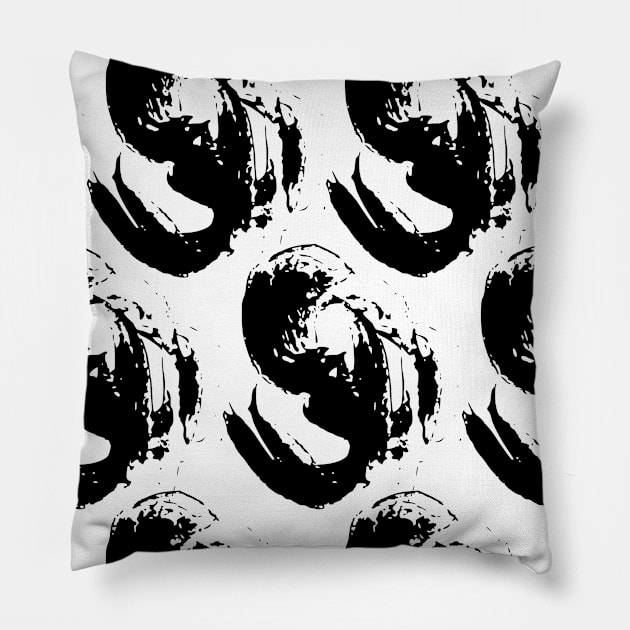 Black doodles on a white background Pillow by grafinya