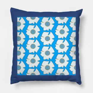 White flowers on blue Pillow