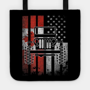 American Flag Jeep Canadian Flag Jeep Funny Jeep gift Men/Women/Kid Jeep Tote