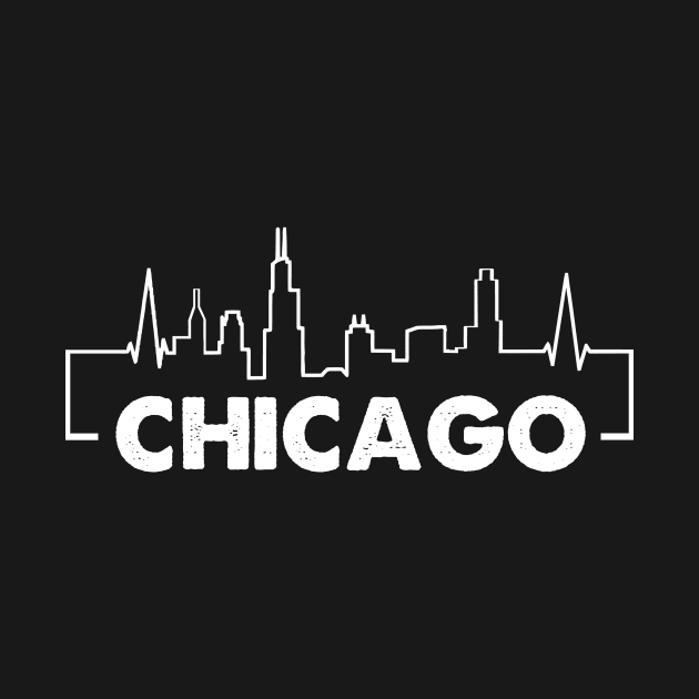 Chicago Illinois City Heartbeat Skyline - I Love Chicago Illinois State Pride by smtworld