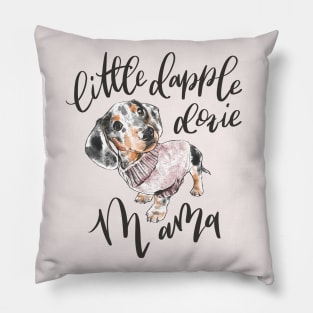 Dapple Doxie Mom, Black in Pink Pillow