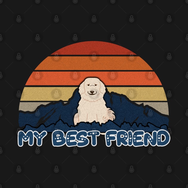 My Best Friend Great Pyrenees Striped Sunset Mountain Background Design - Gift for Great Pyrenees Lovers by HarrietsDogGifts