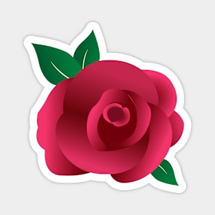 Red Rose with Green Leaves Magnet