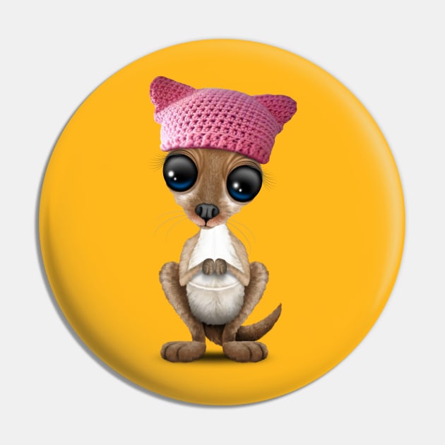 Cute Baby Kangaroo Wearing Pussy Hat Pin by jeffbartels