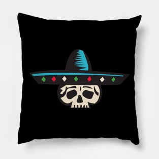 Mexican scull with hat Pillow