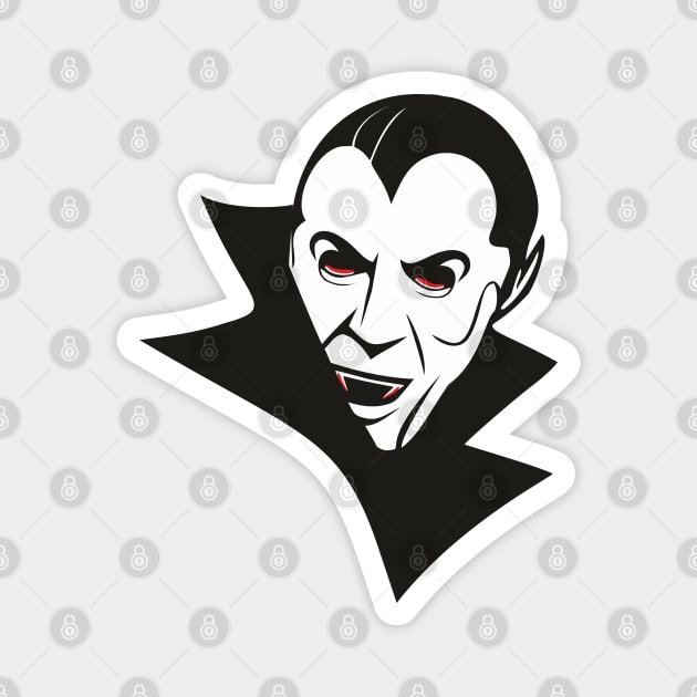 Dracula, menacing black and white illustration with red details Magnet by F-for-Fab