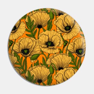 Yellow poppy hand-drawn pattern Pin