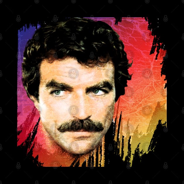 Tom Selleck-Retro 80s Aesthetic Design by Hursed