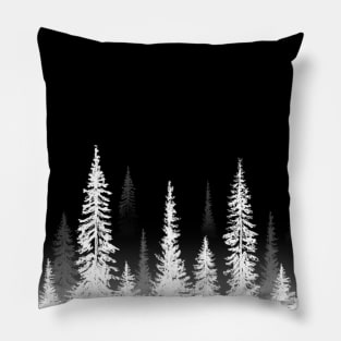 Foggy Forest - White Pillow