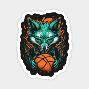 Neon Fox Basketball Player Retro 80s Ball Sports Magnet