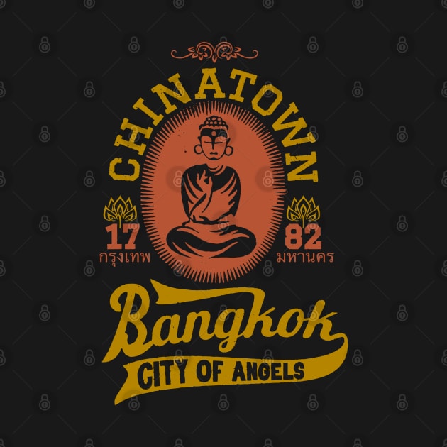 Vintage Bangkok Buddha Logo - Retro Thai Shirt Design by Boogosh