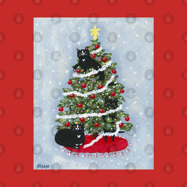 Cats In The Christmas Tree by KilkennyCat Art