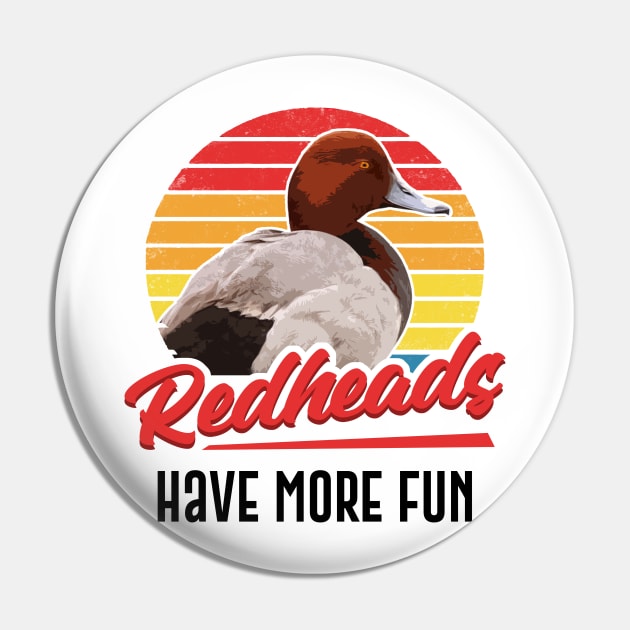 Redheads Have More Fun Retro Style Duck Gift Pin by Mesyo